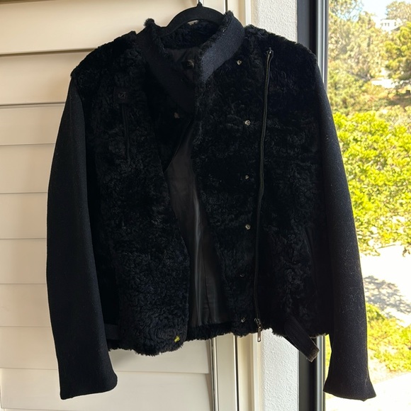 Black Rabbit Fur & Wool Moto Peacoat! 🖤 - Picture 1 of 9